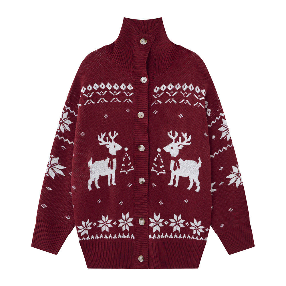 Pull homme col montant boutonné motif rennes – photo 4 – Frippin'Dealz