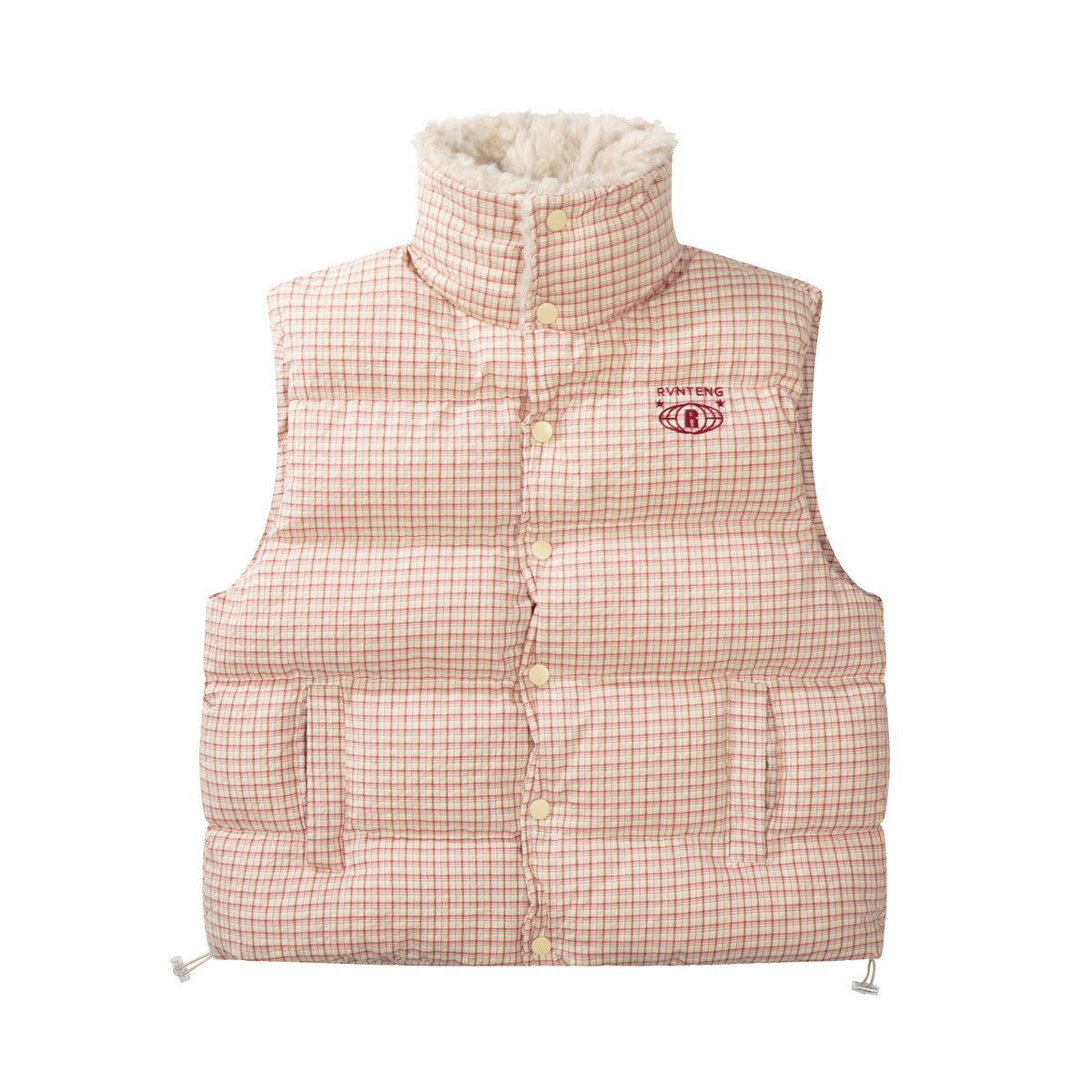 Manteau long sans manches en coton à col fourrure et plis pour femme, rose ou bleu 3