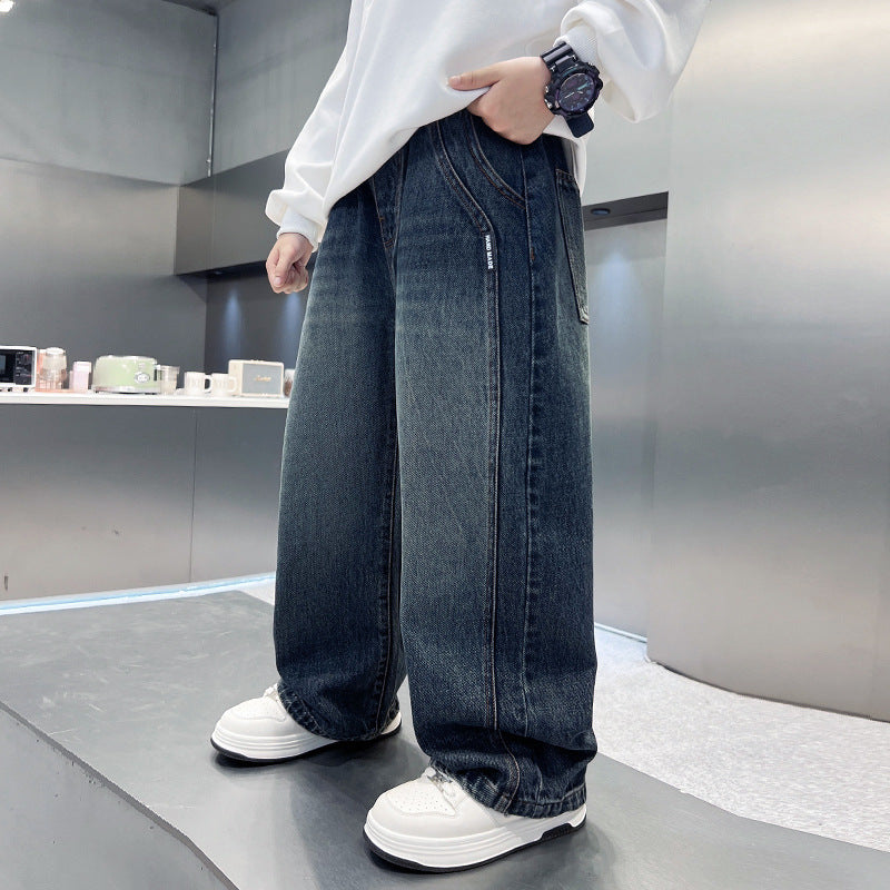 Pantalon en denim décontracté pour garçon, coupe ample, automne 4