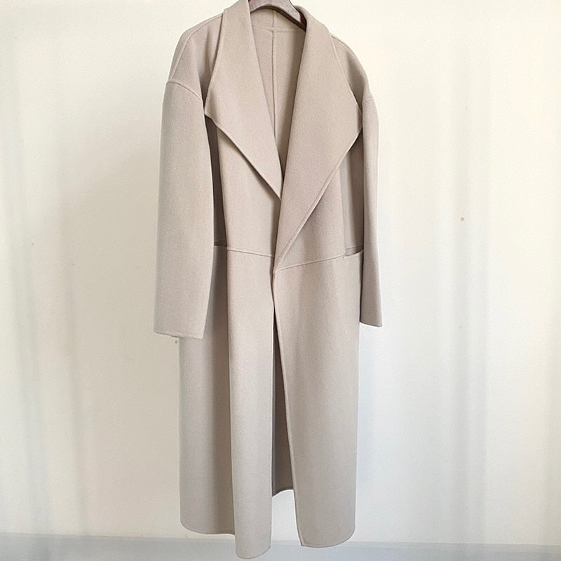 Manteau long laine cachemire col à revers femme – photo 15 – Frippin'Dealz