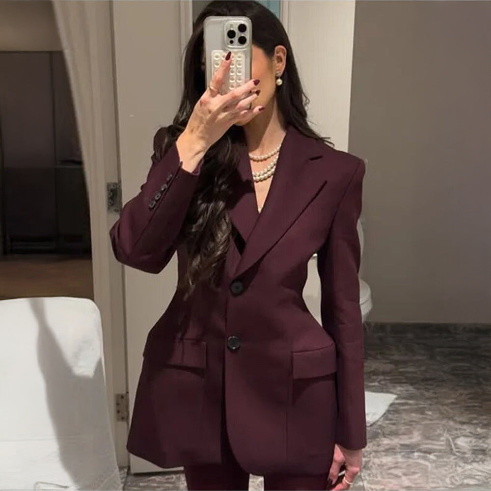 Blazer femme cintré col V à deux boutons, 4 coloris 3
