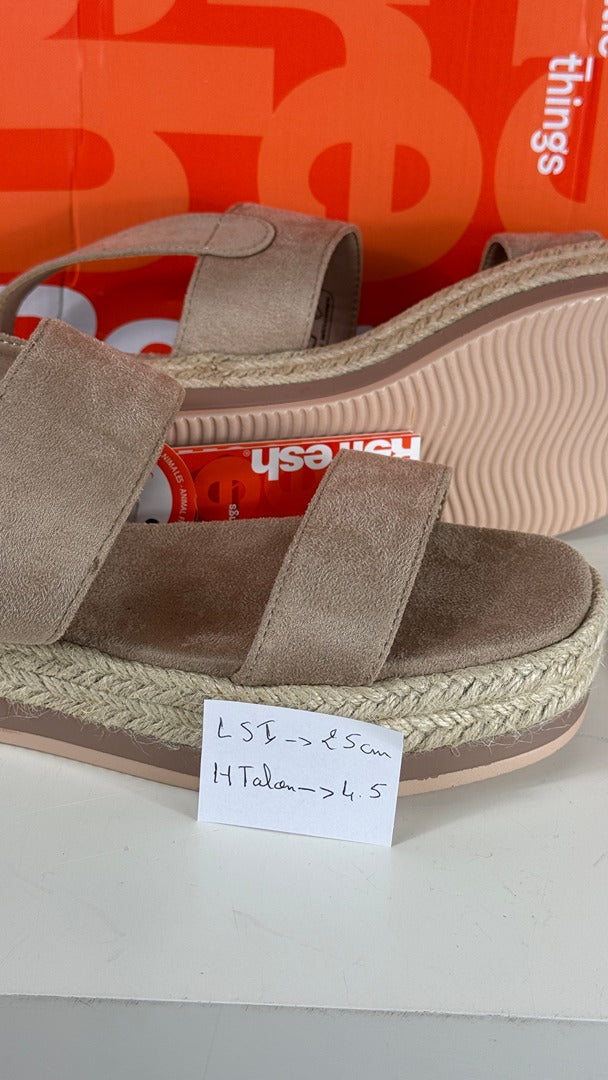 Sandales compensées Refresh aspect daim marron 39 5