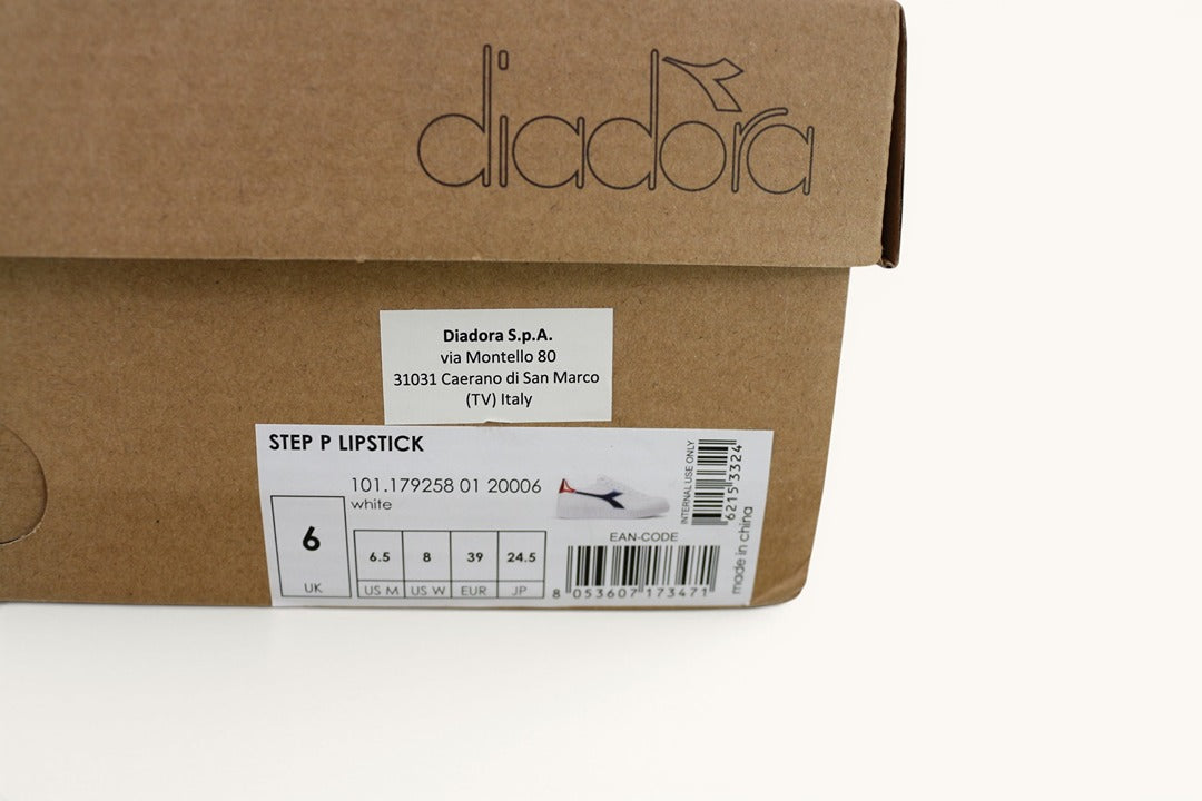 Baskets Diadora Step P Lipstick cuir blanc bleu rouge 39 10
