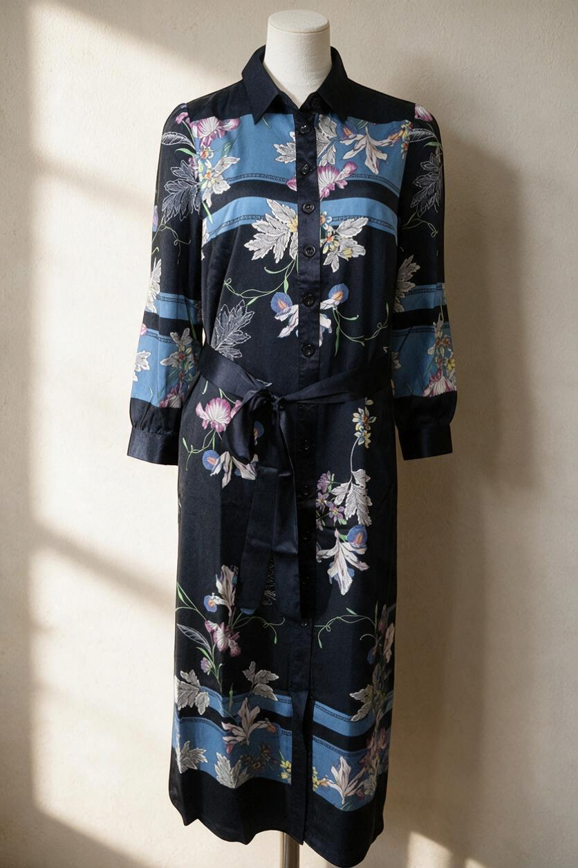 K design Robe longue Polyester Bleu marine S  Neuf