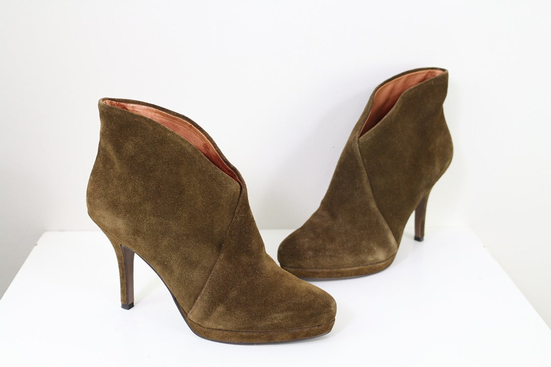 Bottines talons Lola Cruz daim kaki vert 38 vintage chic 10