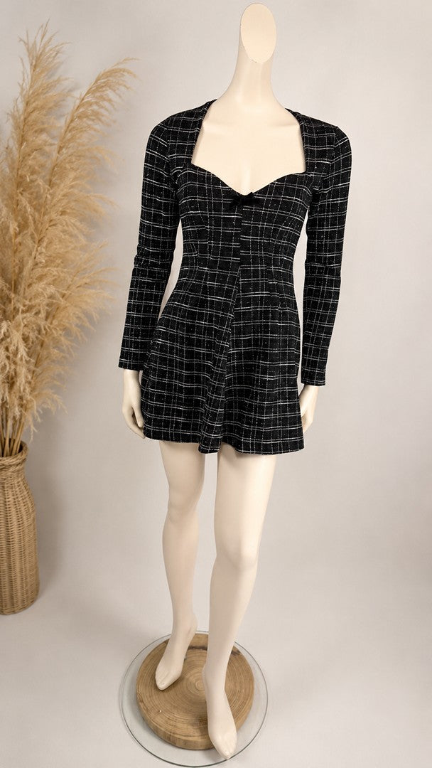 Robe courte Zara noire carreaunoeud coquette S
