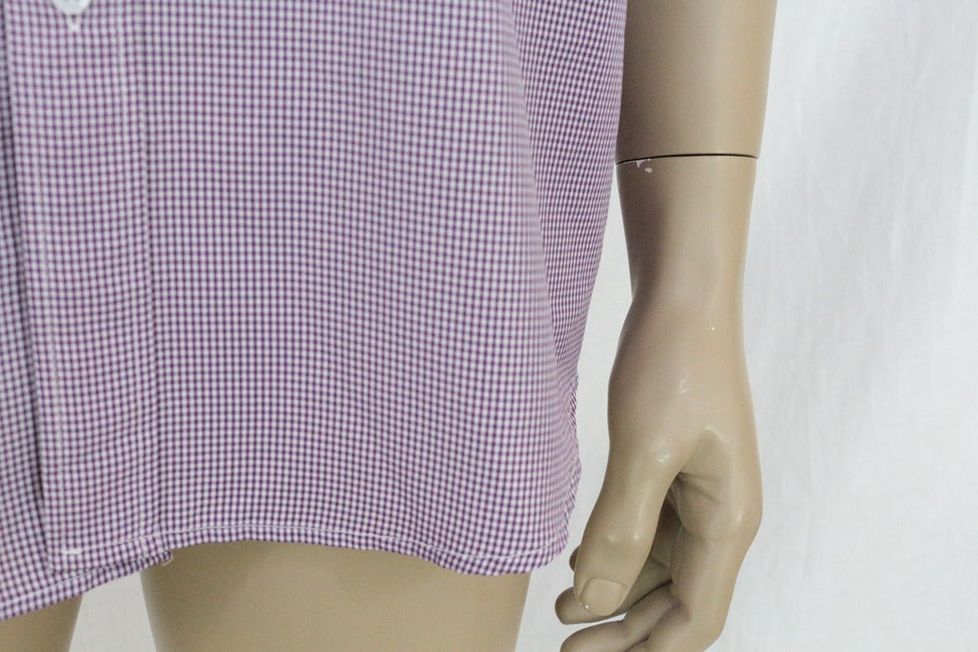 Chemise manches courtes Qijin coton violet carreaux Xl 4
