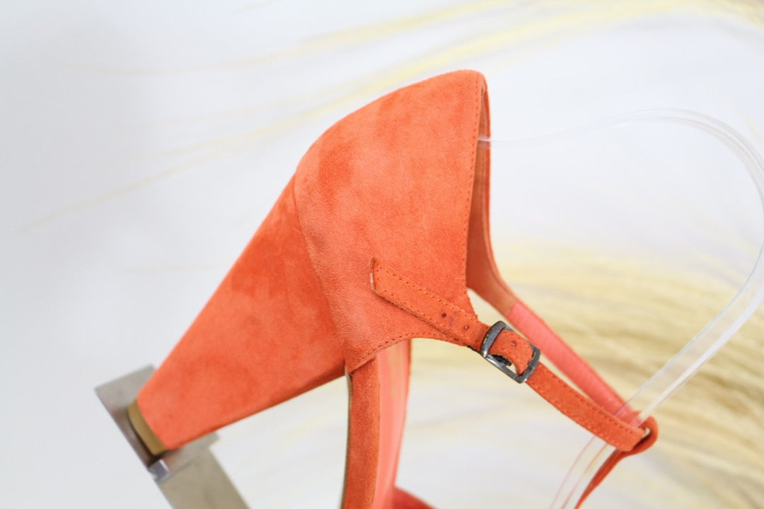 Sandales talons André orange fleur 38 vintage chic 5
