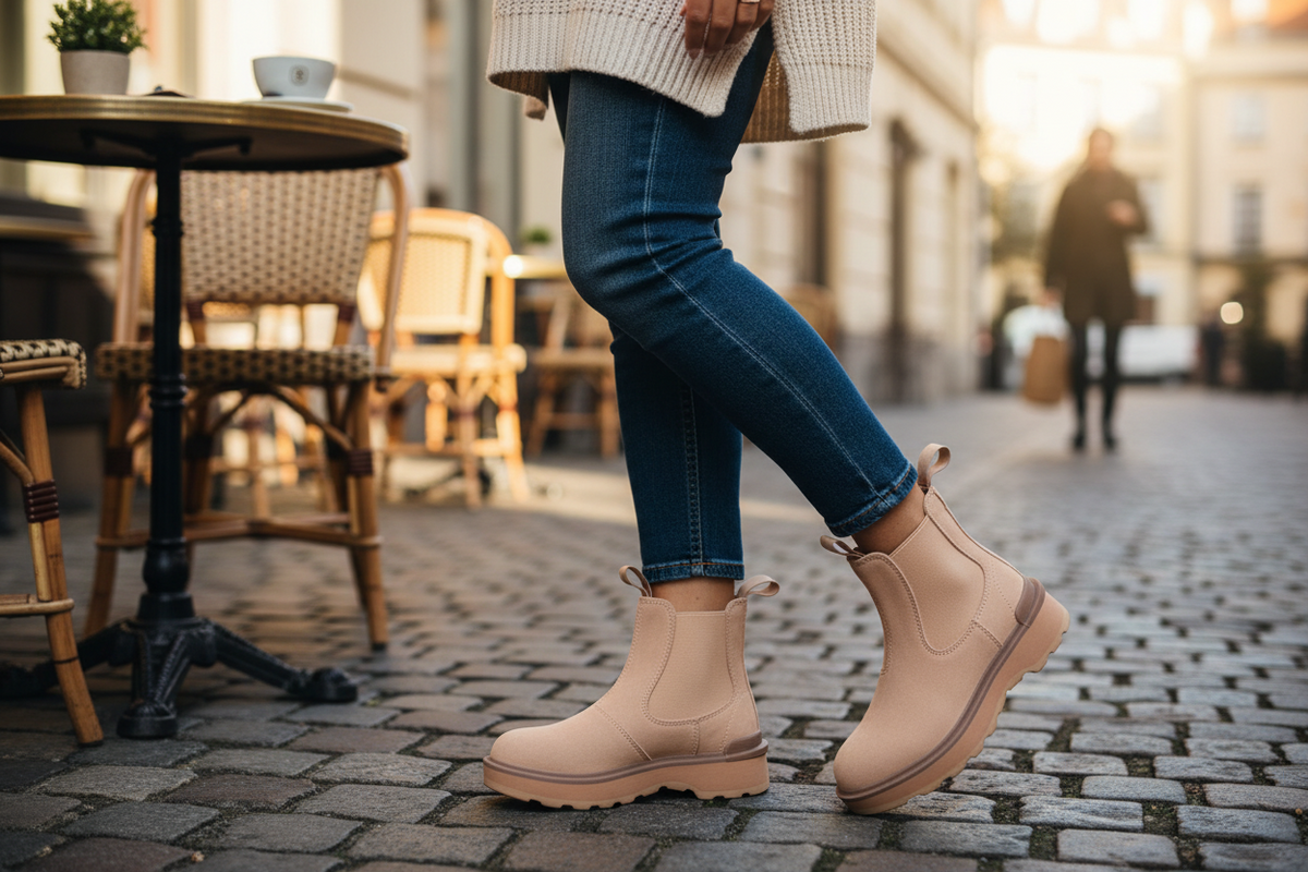 Sorel – Stivaletti Hi-line chelsea – Pelle di vitello, gomma – Beige