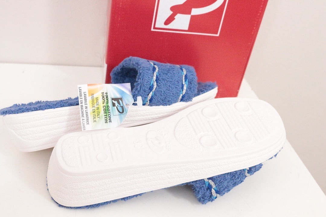 Chaussons mules Patrizia Azzi éponge coton bleu 36 9