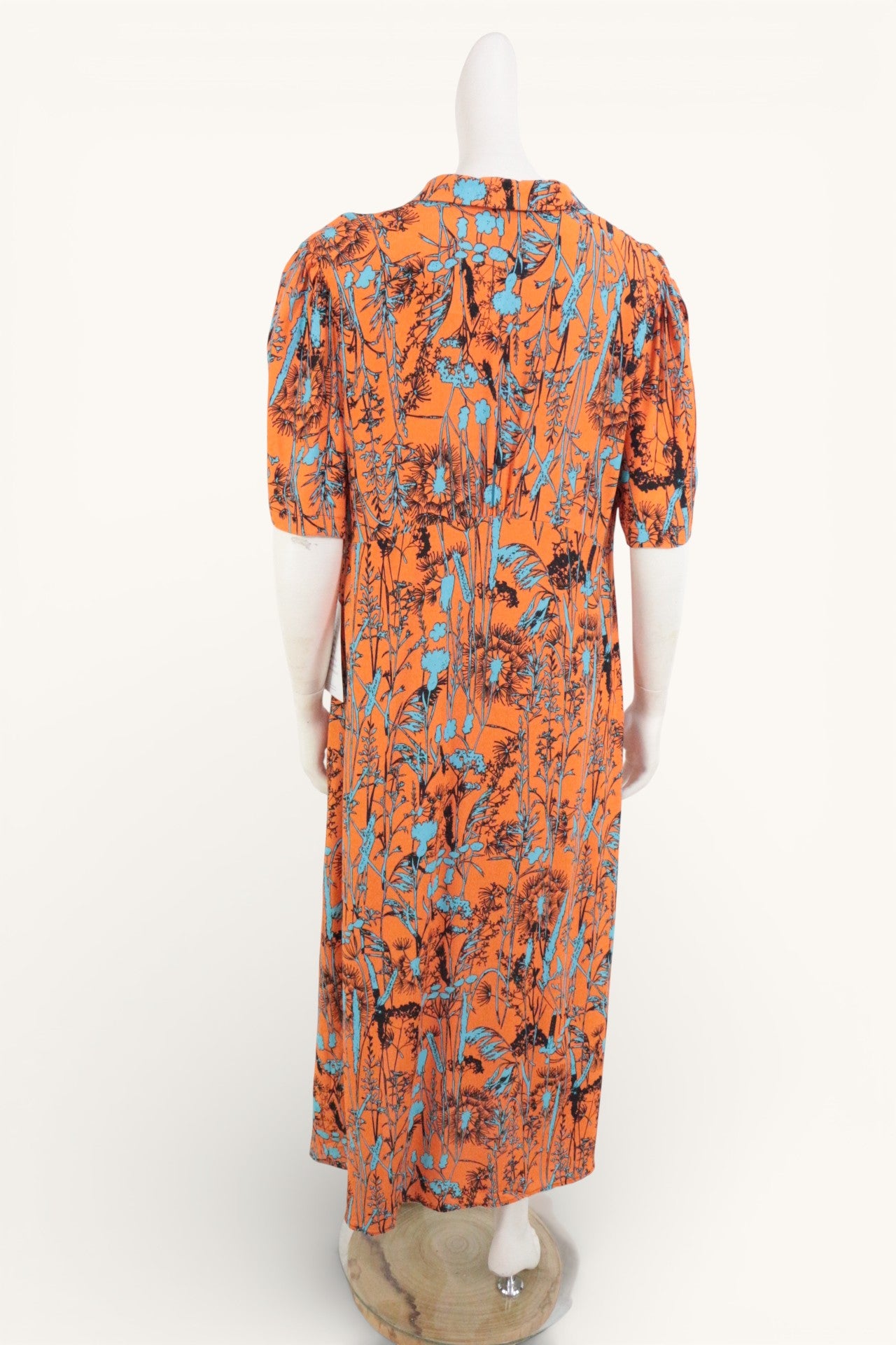 Zibilondon – Langes Kleid Sasha mit Chelsea-Kragen – Viskose – Orange, Blau 8