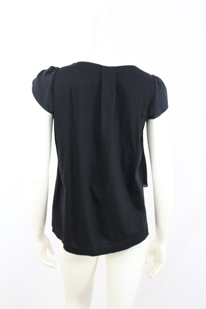 Top noir Bimba & Lola M soie coton fluide drapé chic 7