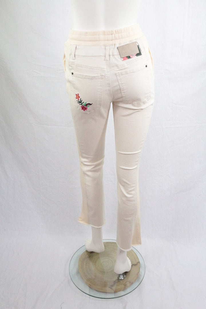 Pantalon jogger Desigual beige brodé fleurs taille Xs neuf 7