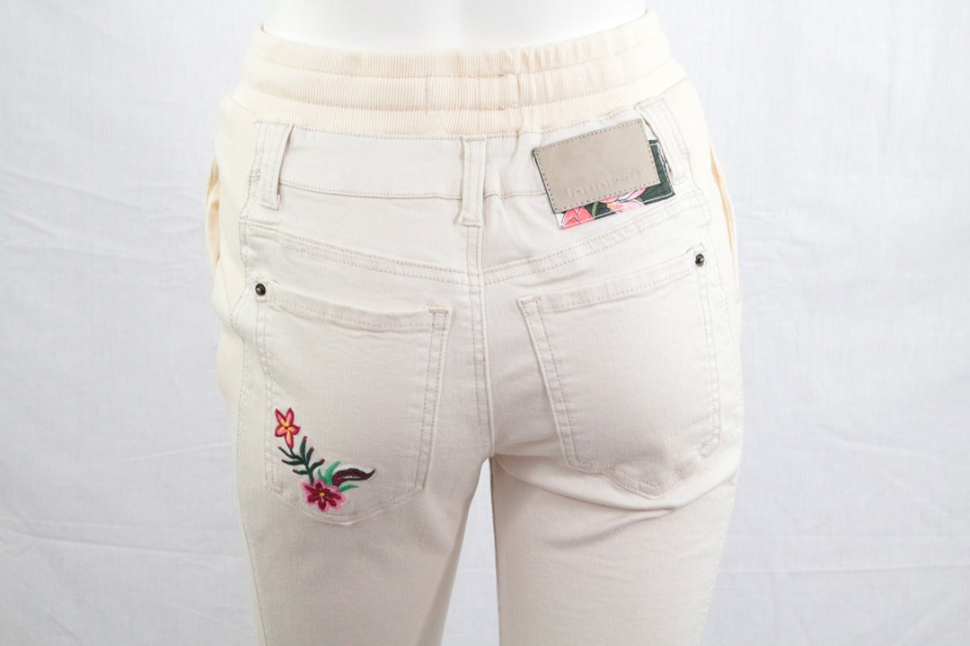 Pantalon jogger Desigual beige brodé fleurs taille Xs neuf 8