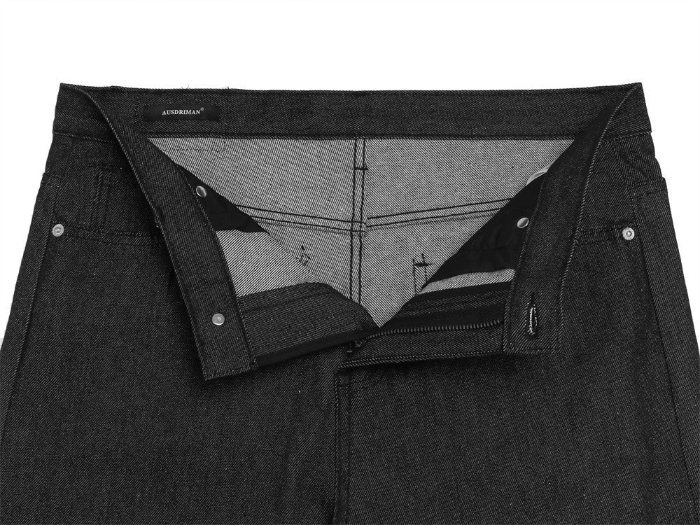 Pantalon droit en denim brut pour homme, style hip-hop streetwear ample avec motif étoile 13