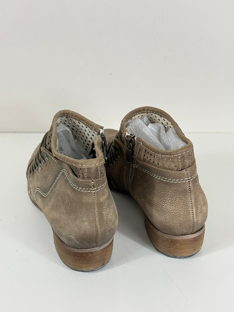 Boots Eva Gatti cuir taupe ajouré boho chic 38 5