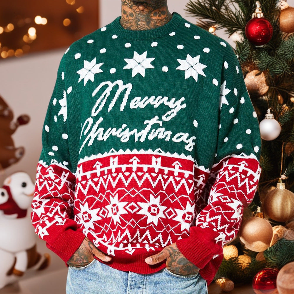 Pull de Noël jacquard Merry Christmas mixte – photo 1 – Frippin'Dealz
