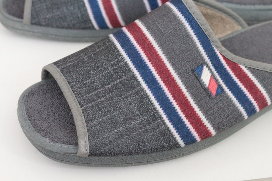 Chaussons Cm Confort gris rayé ouvert taille 41 neuf 5