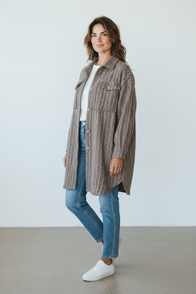River Woods Manteau Polyester, Acrylique, Laine Beige, Noir   Neuf
