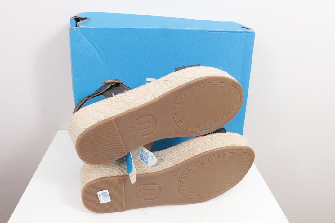 Sandales compensées Mtng noir cuir taille 40 neuves 10