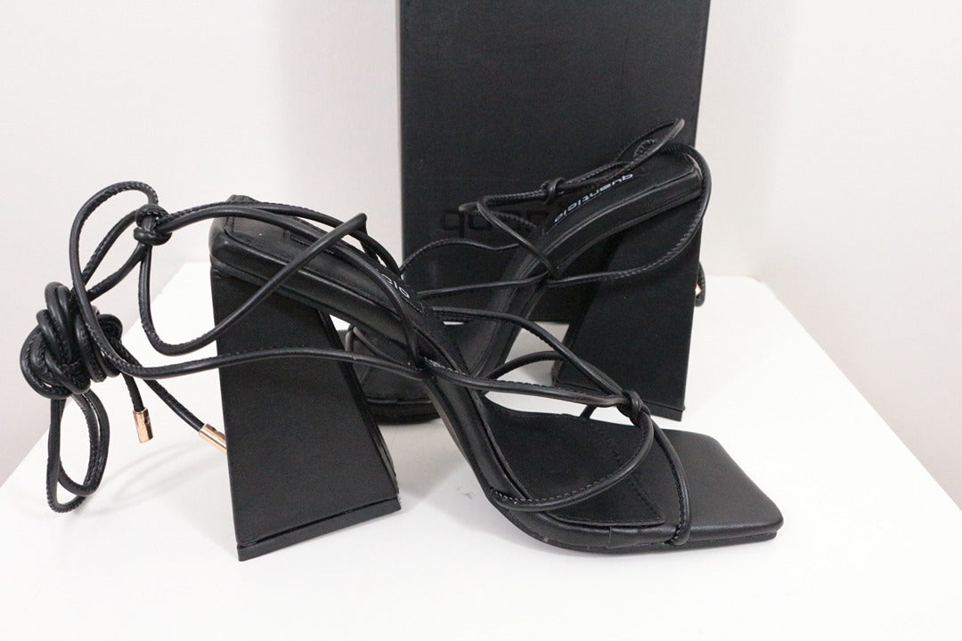 Sandales à talons Quanticlo Luce noir simili cuir lacet 39 5