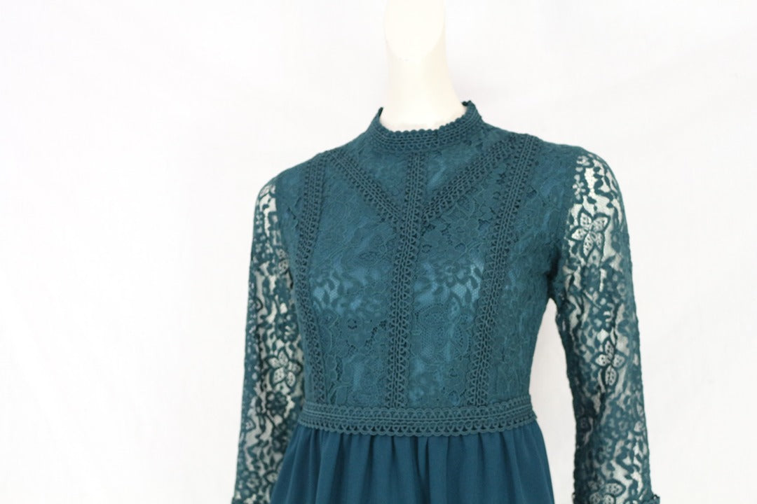 Robe dentelle Molly Bracken vert S chic soirée 5