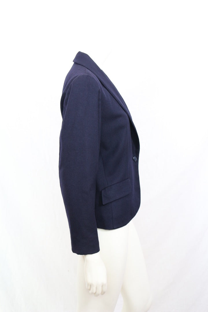 Blazer femme bleu marine 100% laine vintage élégant T. 38 5