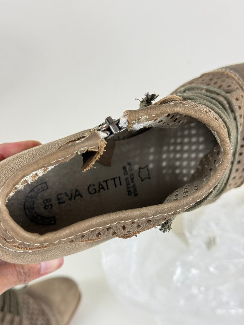 Boots Eva Gatti cuir taupe ajouré boho chic 38 3