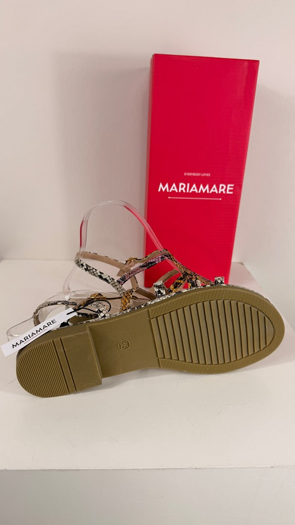 Sandales plates Mariamare serpent marron beige 36 4