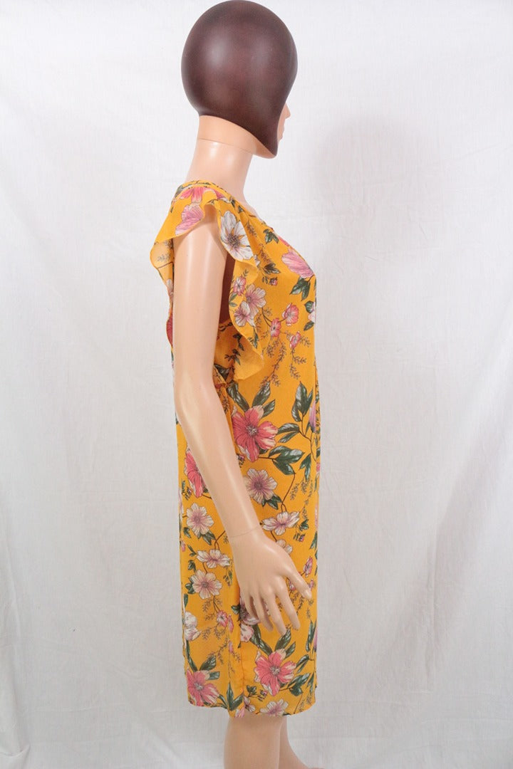 Robe courte Lola Liza jaune à fleurs T40 8