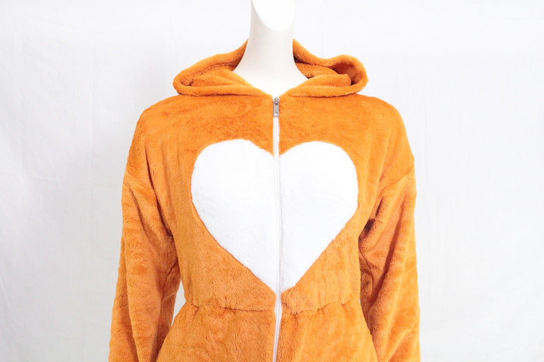 Combinaison pyjama corgi orange velours peluche Xs Y2k 5