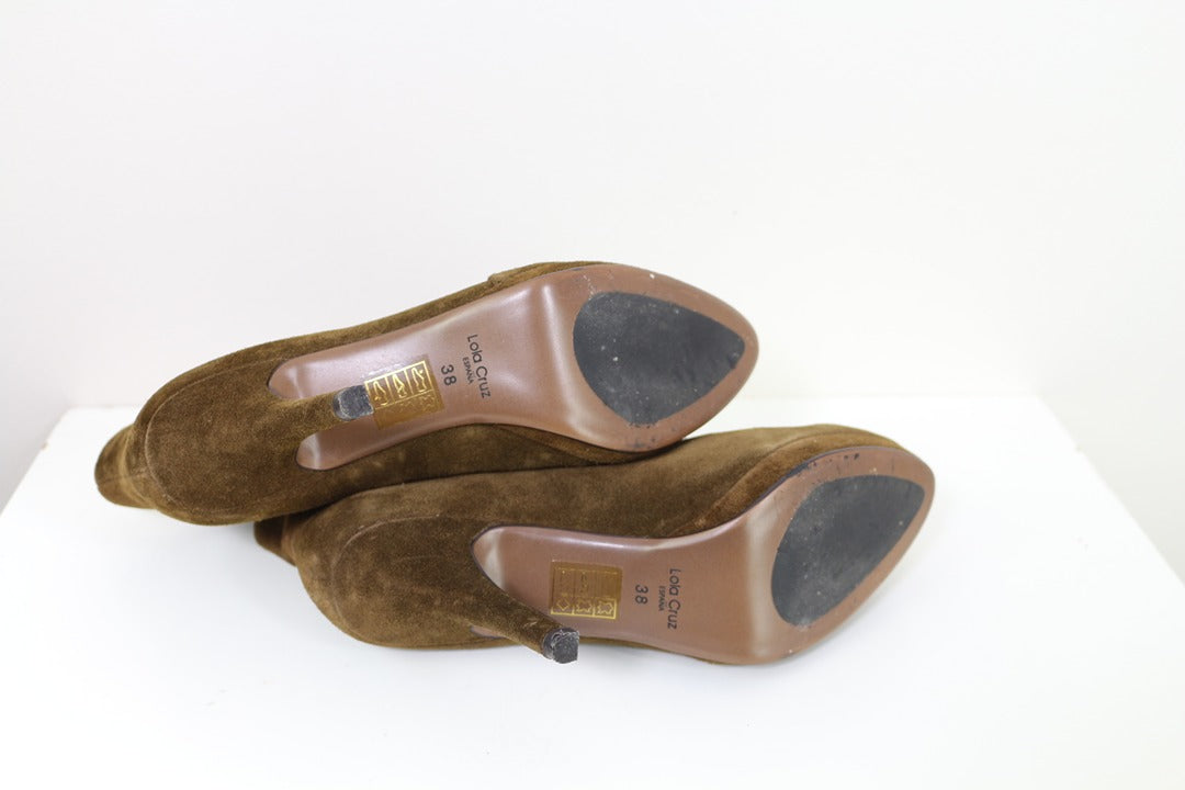 Bottines talons Lola Cruz daim kaki vert 38 vintage chic 7