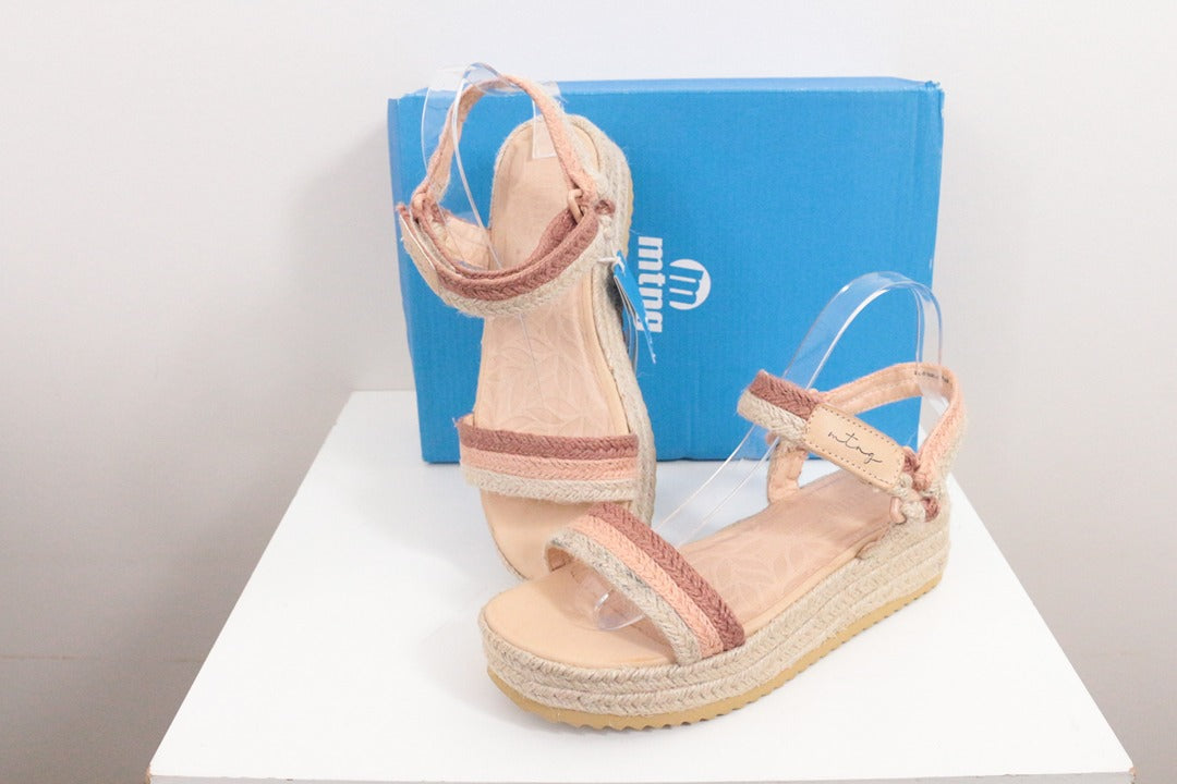 Sandales compensées mtng rose beige style espadrille 37 4