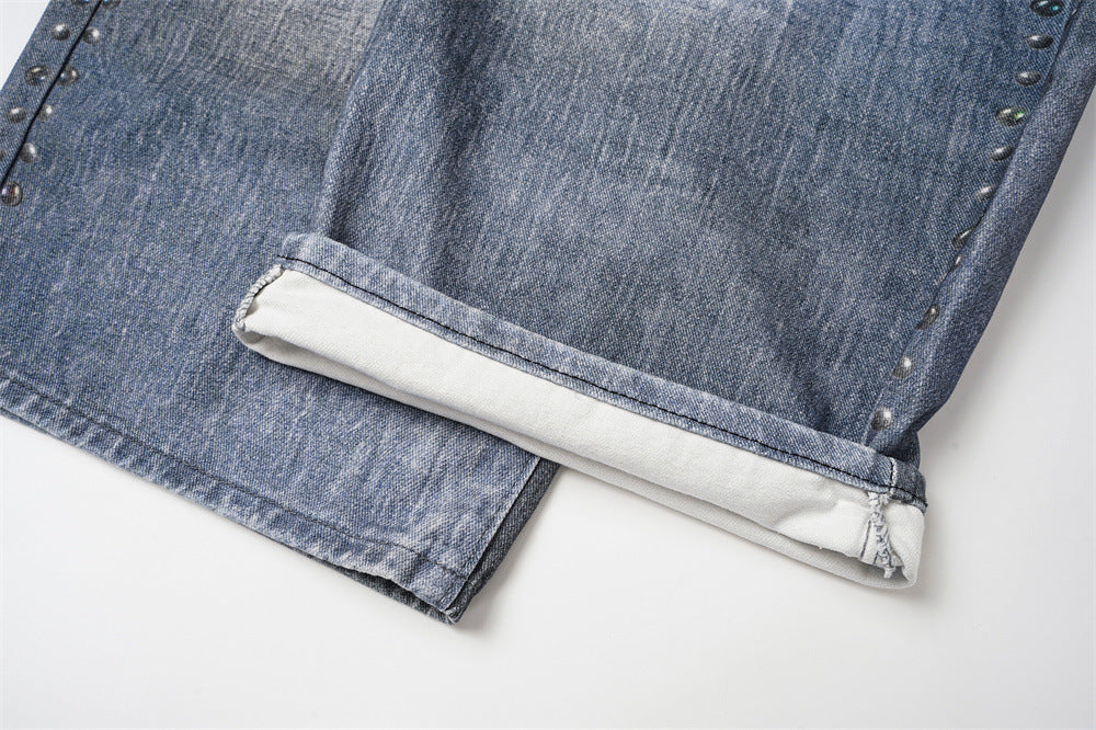 Jean large pour homme imprimé 3D effet usé, style Wasteland, denim déchiré streetwear 18