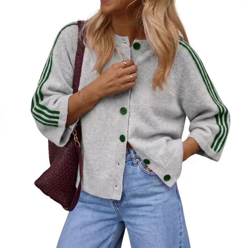 Pull ample à col rond et manches 3/4, color block, 4 coloris 5