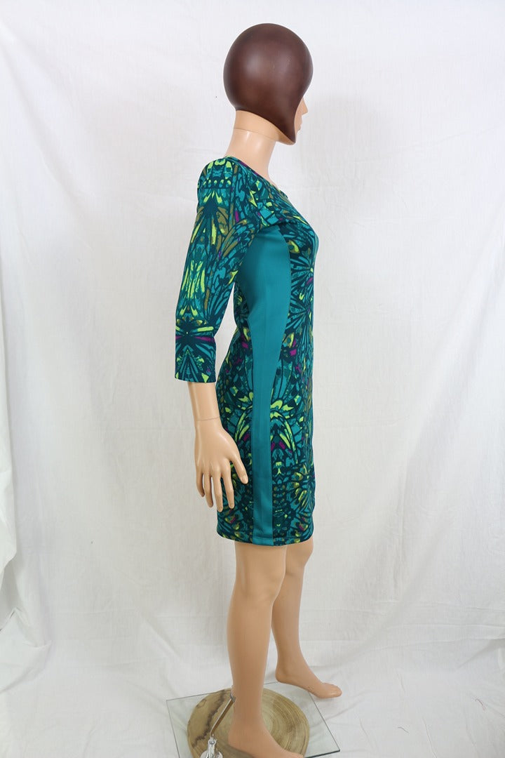 Robe courte M by Mosquitos moulante imprimé vert bleu 38 2