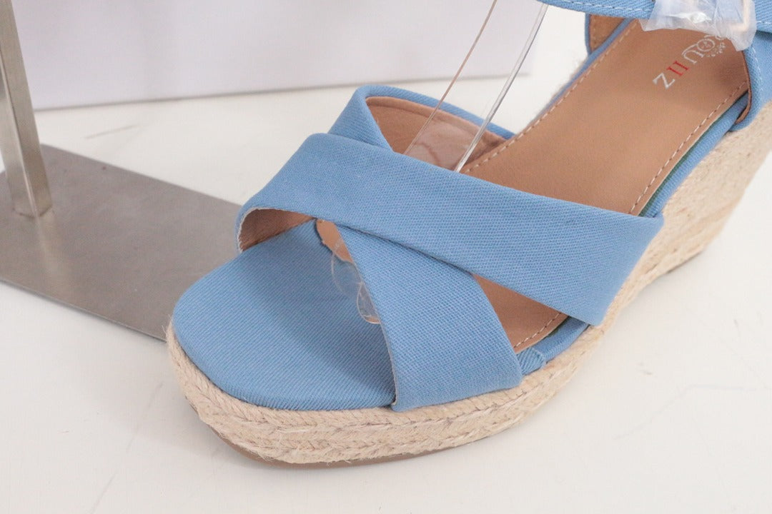 Marquiiz Sandales compensées espadrilles bleu ciel 36 neuves 3