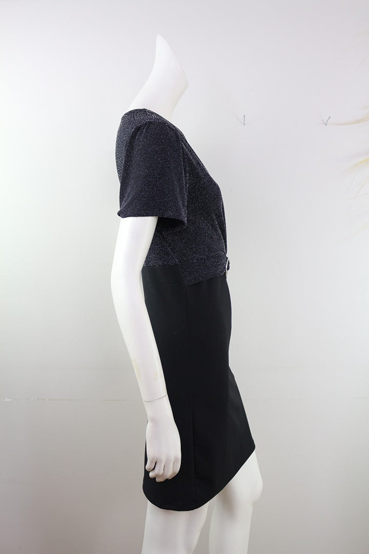 Robe portefeuille Camille de Paris noir pailleté chic M 3