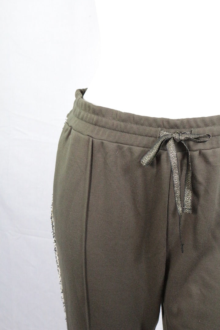 Pantalon de survêtement K Design kaki bandes pailletées L 4