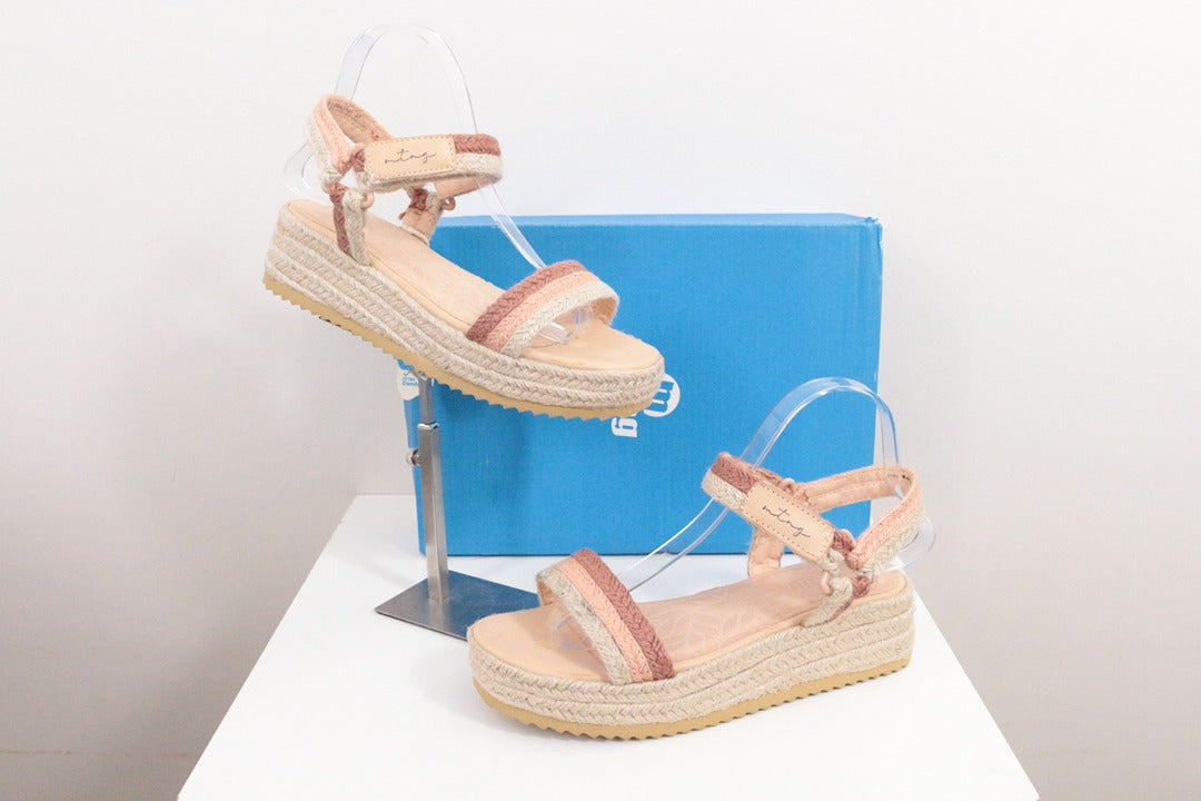 Sandales compensées mtng rose beige style espadrille 37 1