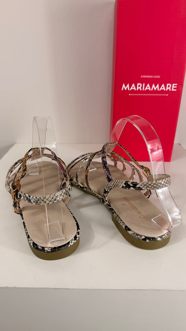 Sandales plates Mariamare serpent marron beige 36 5