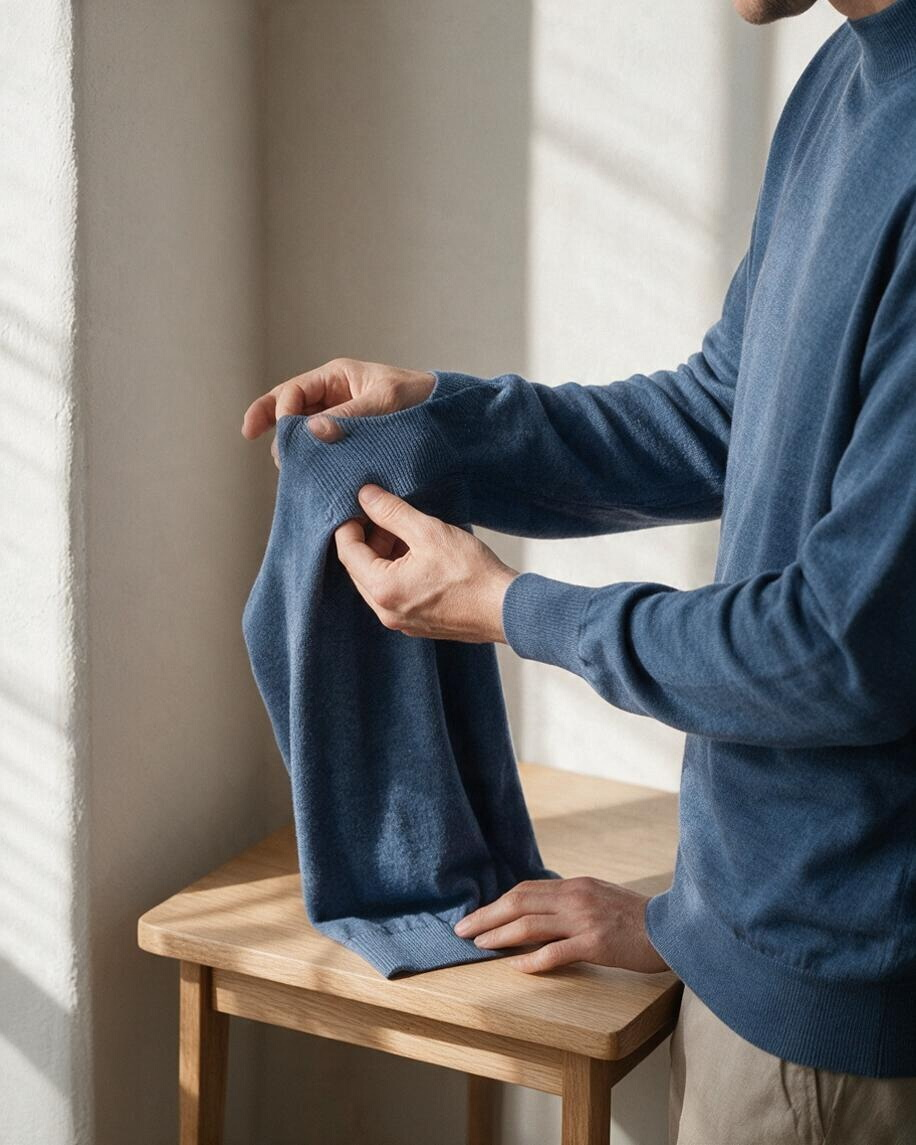 State of Art Pull col montant bleu chiné laine mélangée 4XL