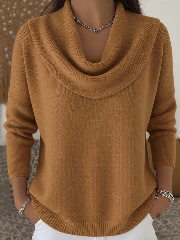 Pull maille côtelée col bénitier coupe ample manches longues femme – photo 13 – Frippin'Dealz