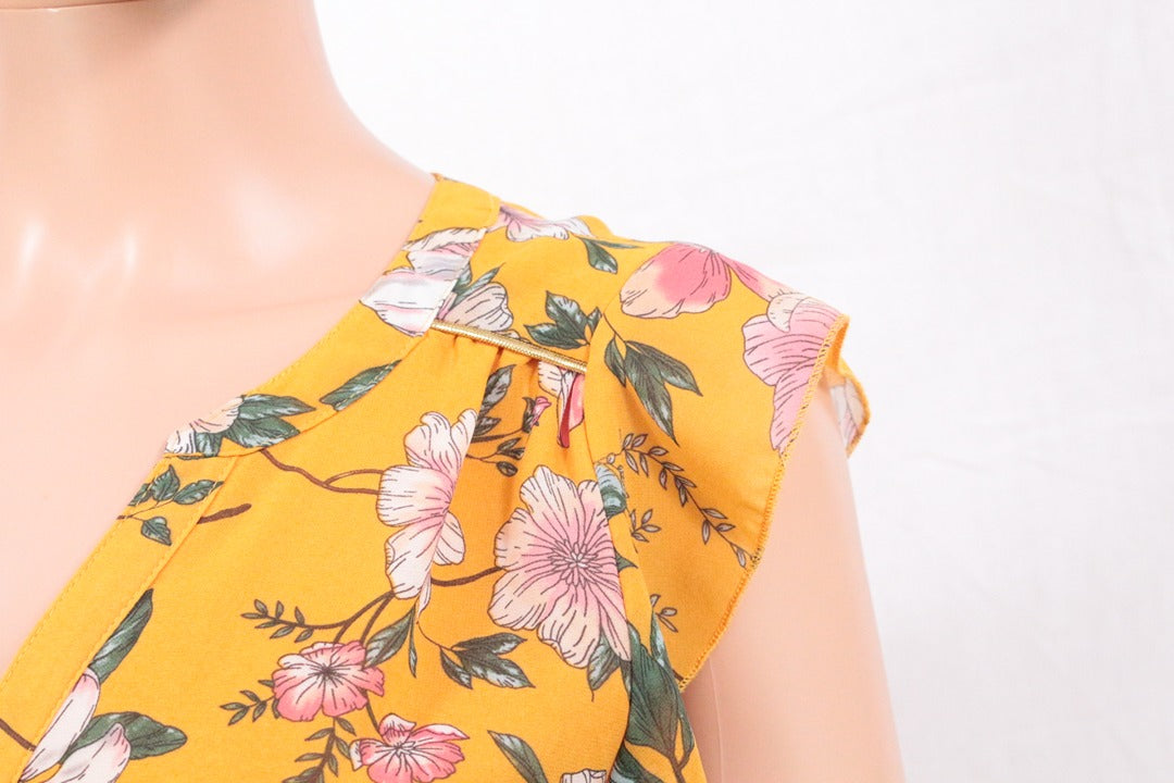 Robe courte Lola Liza jaune à fleurs T40 4