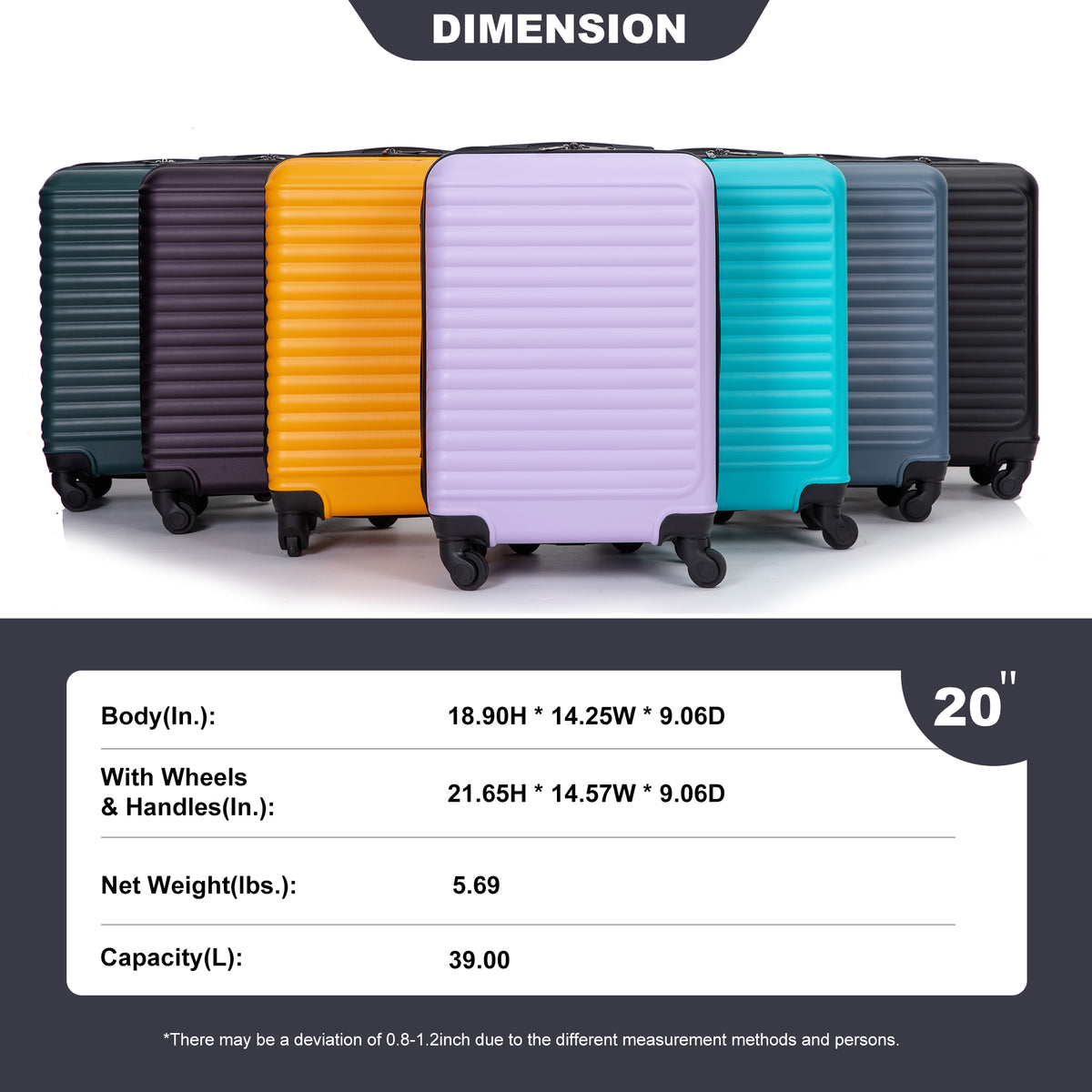Valise cabine 55 cm rigide noire – photo 2 – Frippin'Dealz