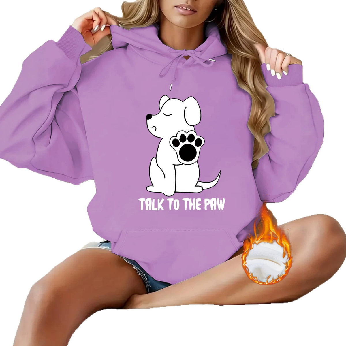 Sweat à capuche manches lanternes, imprimé, coupe ample, longueur standard, pour femme, 8 coloris 2