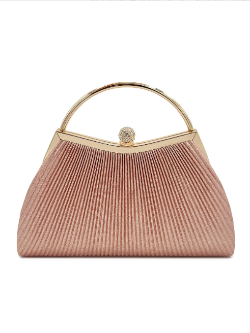 Pochette de soirée rose en forme de sardine avec fermoir à strass – photo 1 – Frippin'Dealz