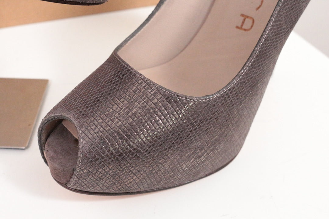 Escarpins Unisa Luce Shine cuir greige bout ouvert 37 3