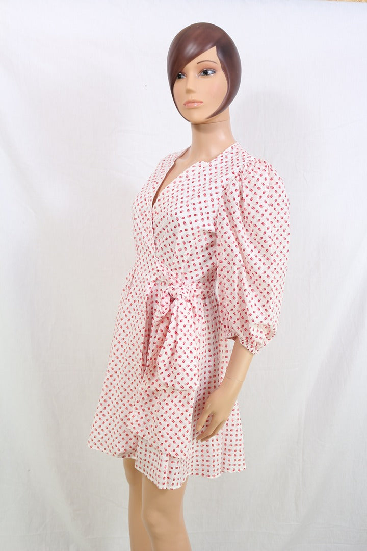 Robe Claudie Pierlot Refleurette blanc rouge coton 40 7