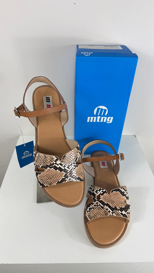 Sandales plates femme mtng effet serpent marron taille 40 8